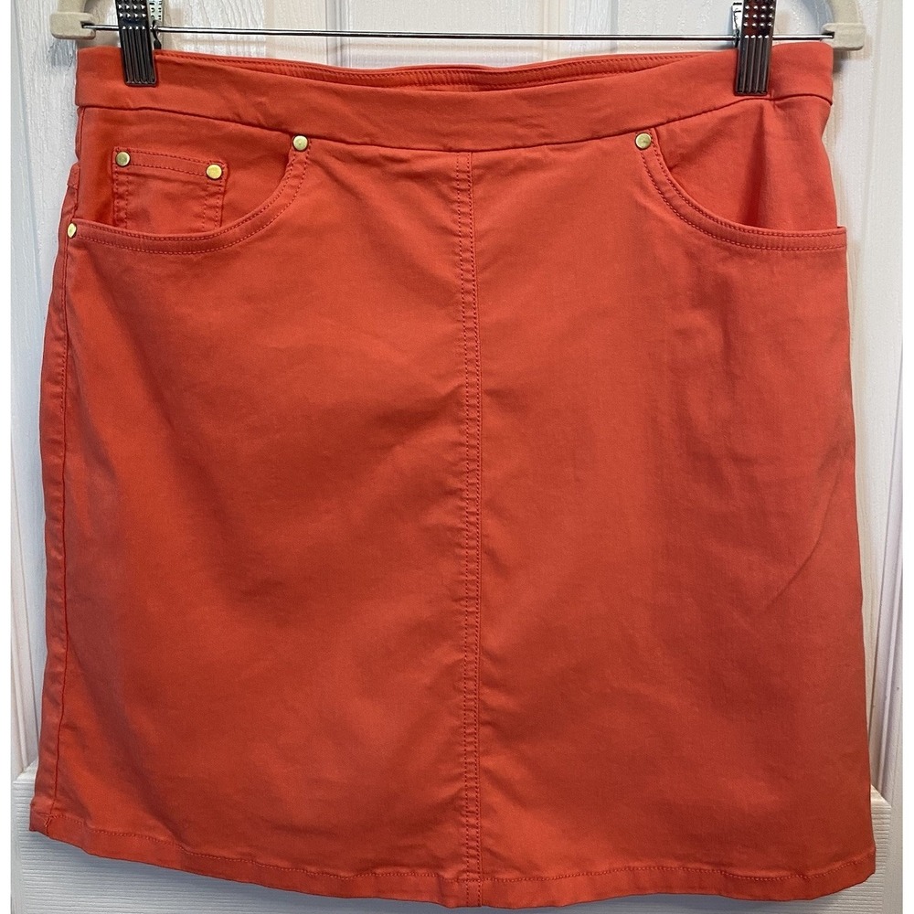 Hearts Of‎ Palms Women's Tennis Golf Pickleball Skort Stretchy Orange Pull On 8